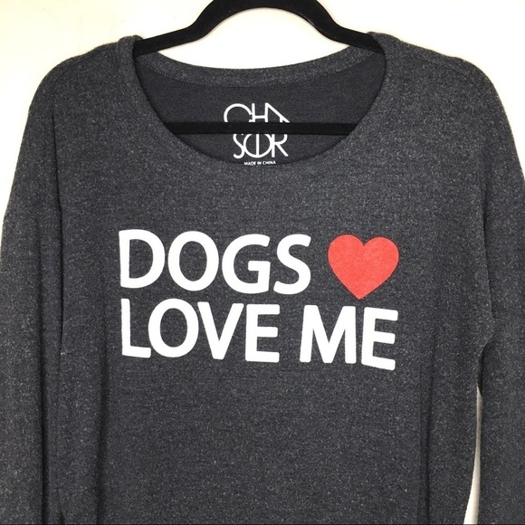 Chaser Dogs Love Me Gray Pullover Sweatshirt - Picture 6 of 10